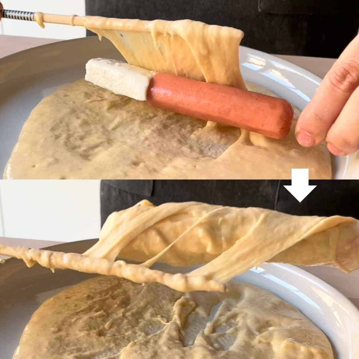 How to coat Korean corn dog in batter