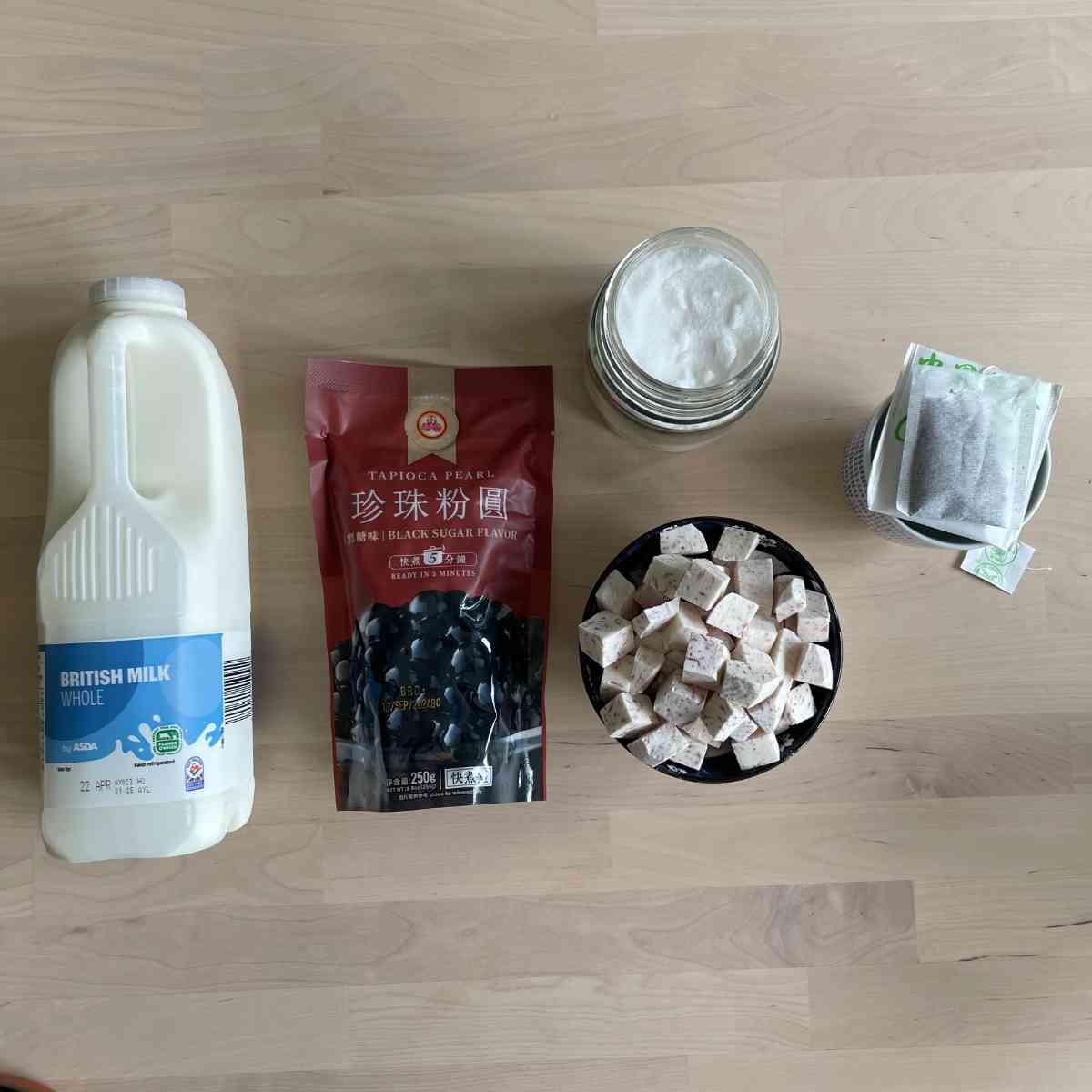 Taro milk tea ingredients