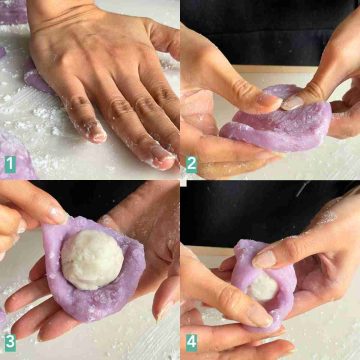 How to fold mochi taro
