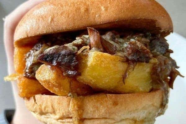 Chip Butty with Pulled Beef