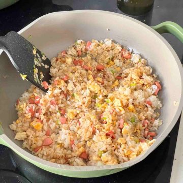 add meat toppings to japanese fried rice