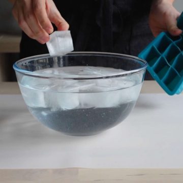 add ice to chilled bowl water