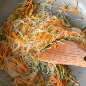 stir fry korean glass noodles carrots green onion