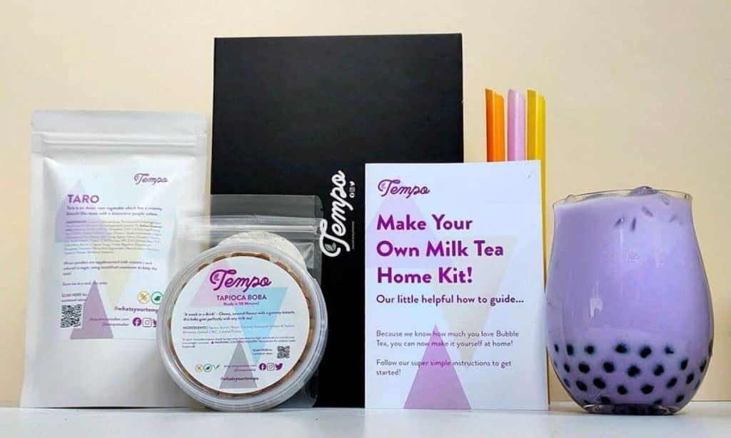 Make your own milk tea taro flavour Tempo Tea Bar