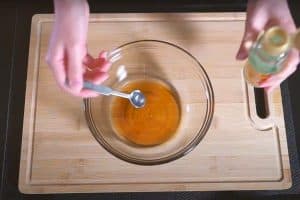 Combine syrup with lye water