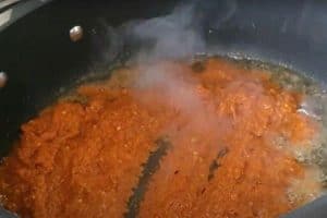 Fry the blended spice paste until its aroma is released