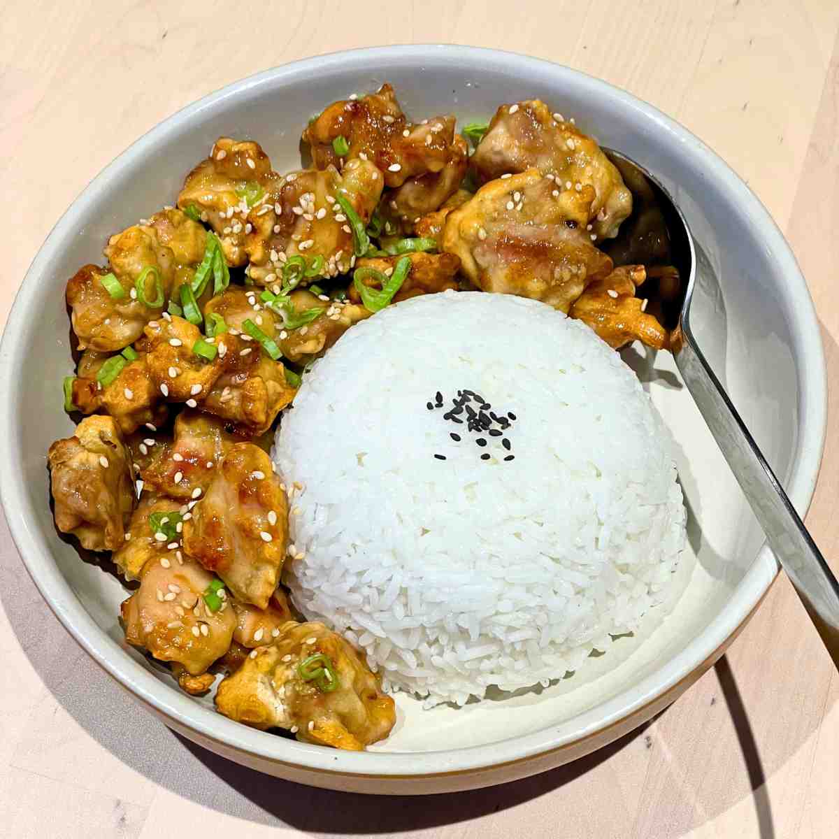 cripsy Chinese lemon chicken with rice