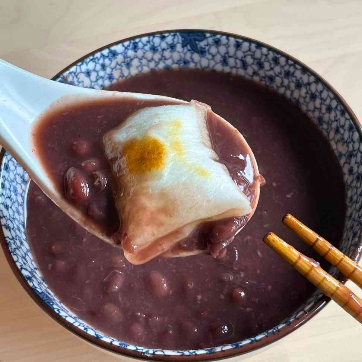 Traditional oshiruko recipe red bean soup with mochi