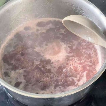 simmer red bean paste in water
