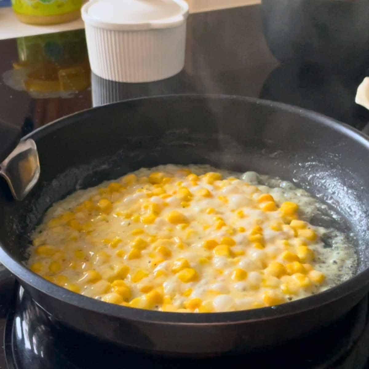 Making cheesy korean corn on stove top