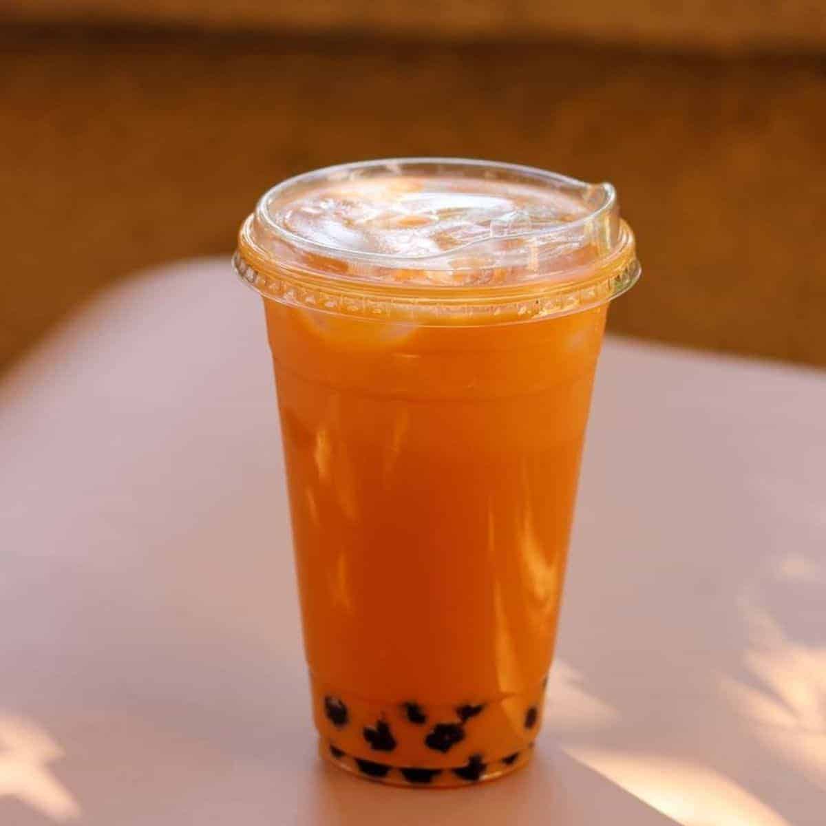 Bubble tea drink in plastic cup