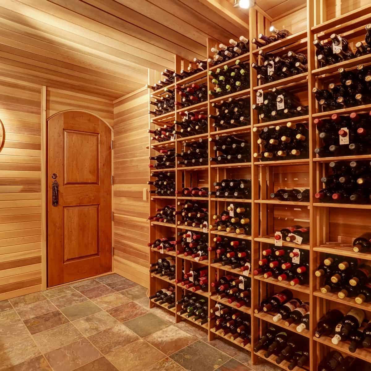 Frame on the wall for storing wine bottles