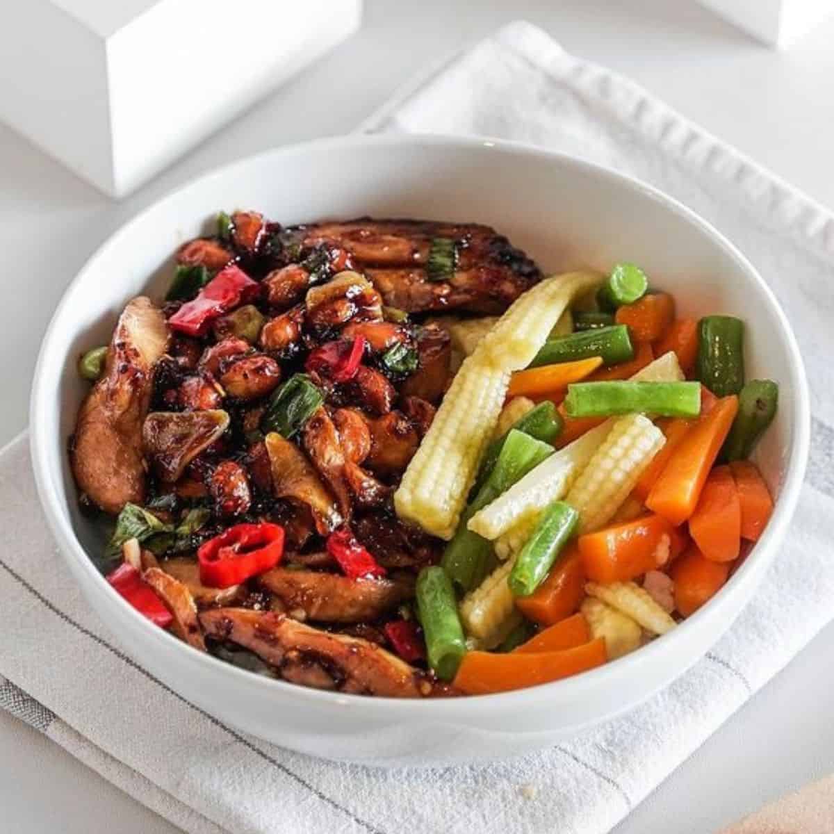 Chinese traditional chicken dish with chillies and veggies