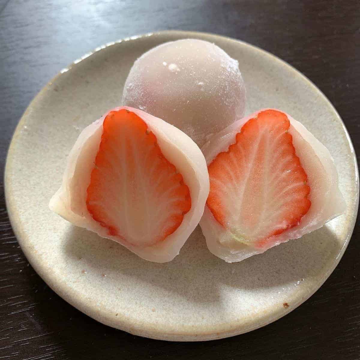 mochi with strawberry in the middle