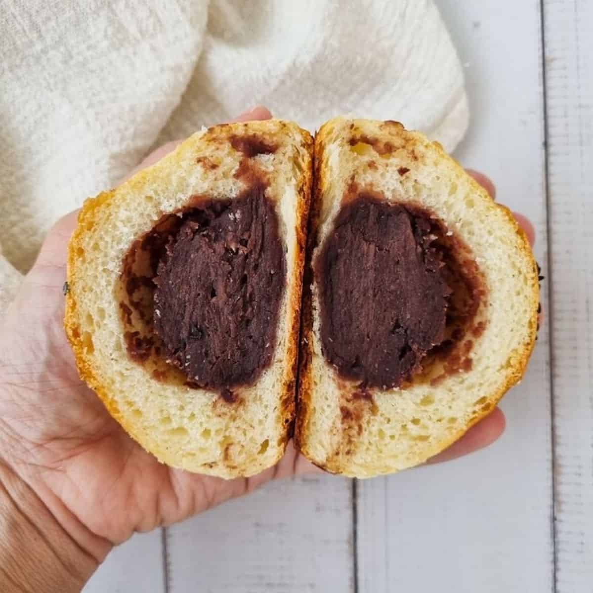 Anpan bread with red bean paste as filling