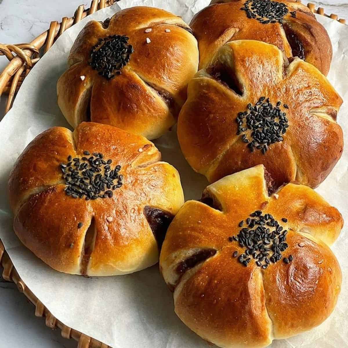 Japanese sweet bread with sesame seeds