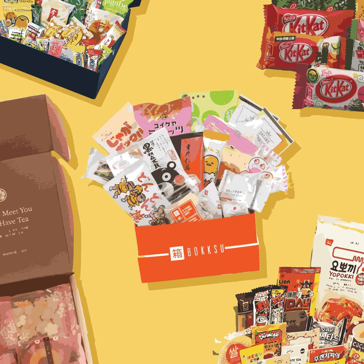 Asian snack box illustration