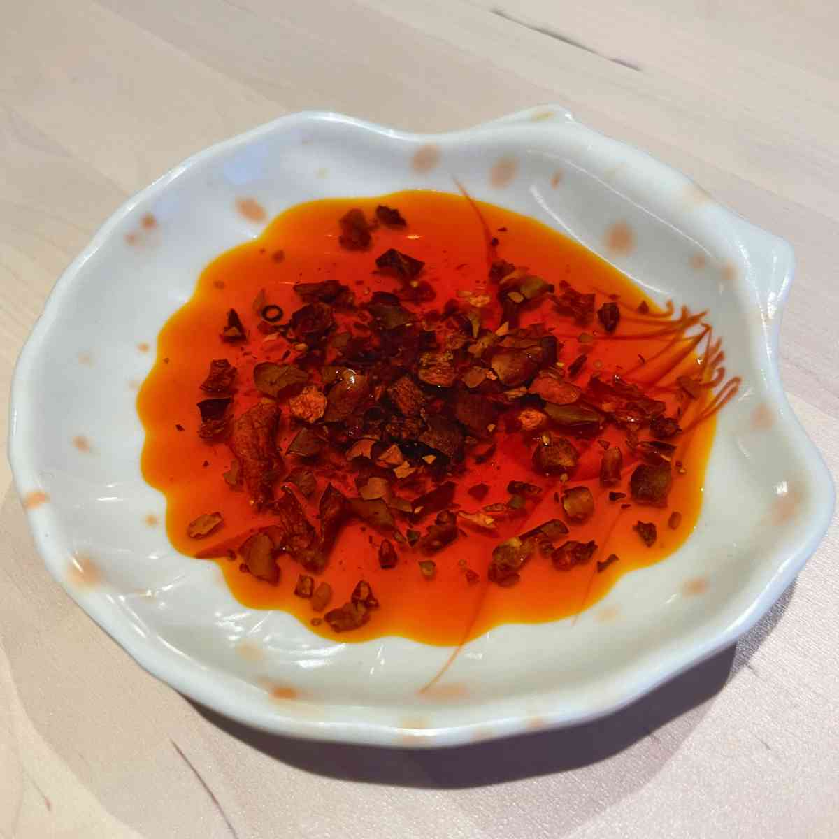 Chilli oil in a plate
