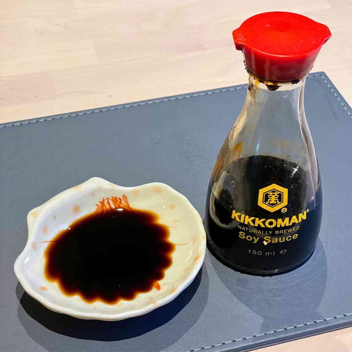Soy sauce bottle with saucer