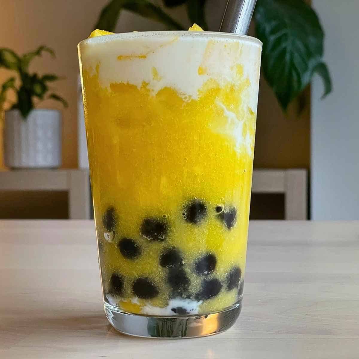 Mango bubble tea without tea