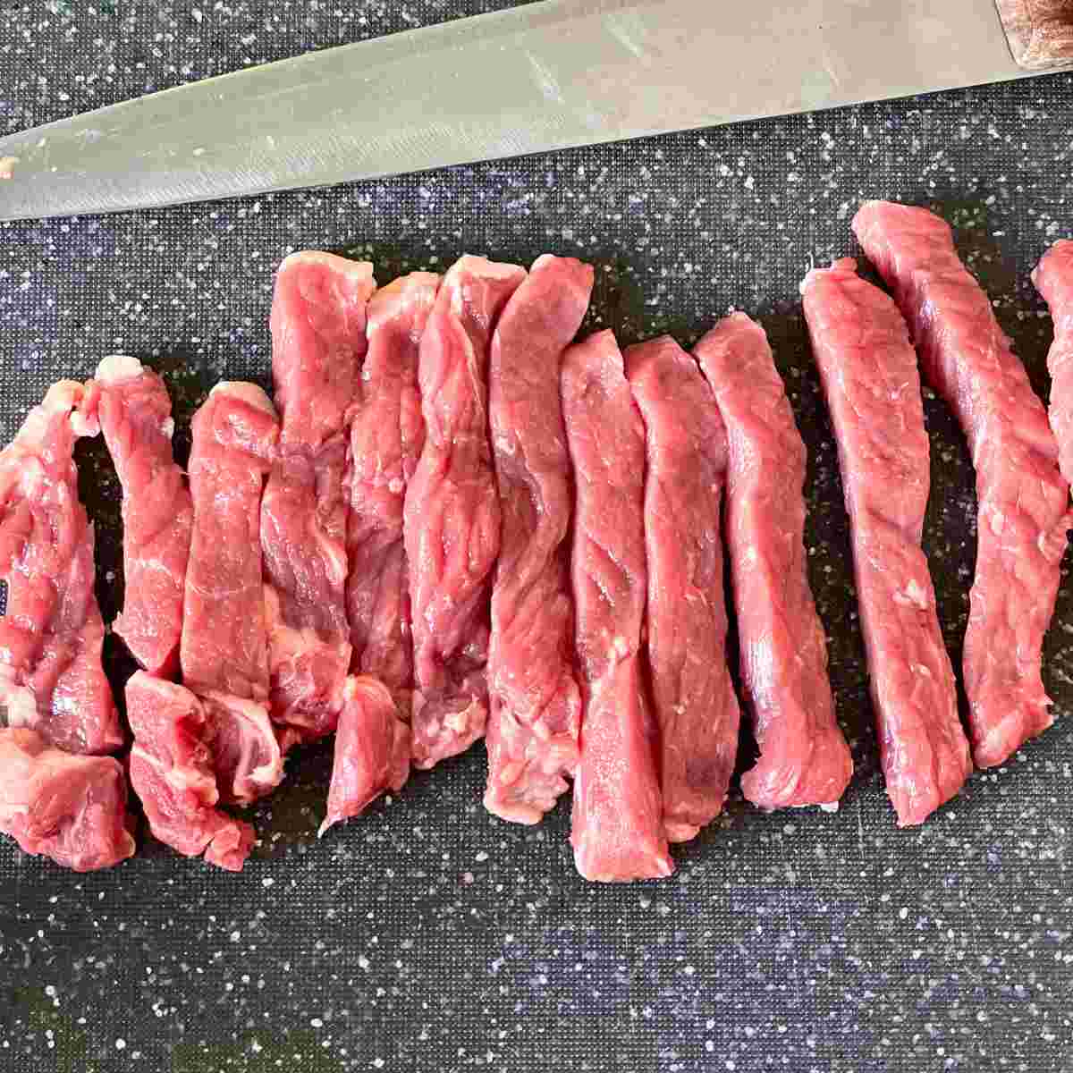 Sirloin steak sliced thinly