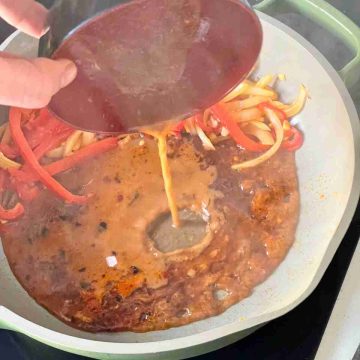 add crispy chilli beef sauce to pan