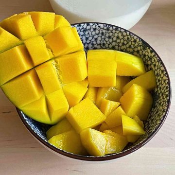 fresh mango diced in a bowl