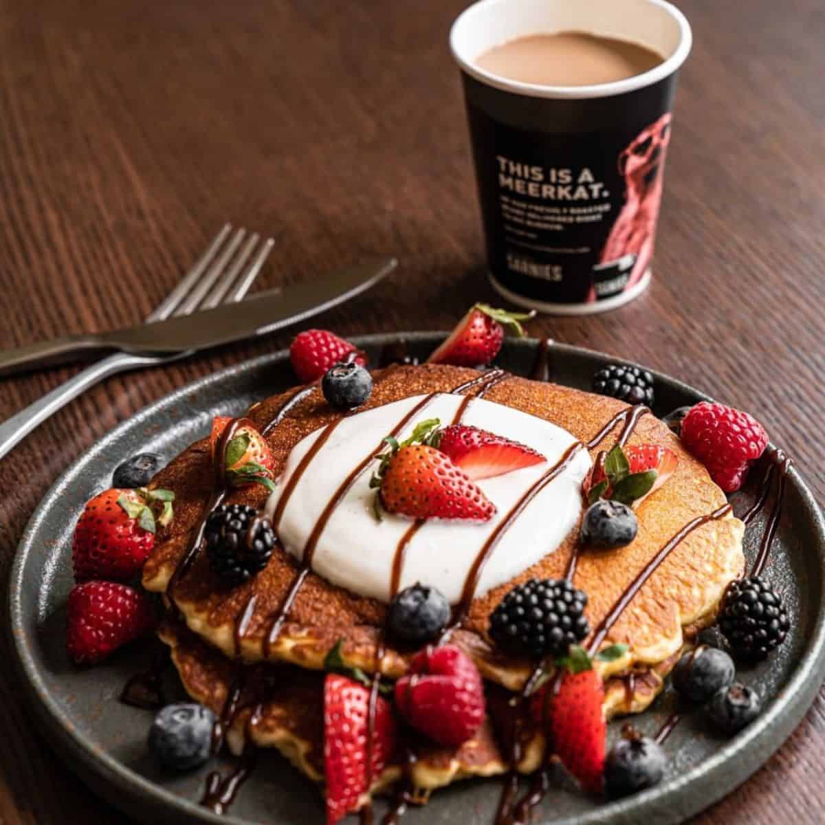 pancakes and coffee Sarnies Cafe