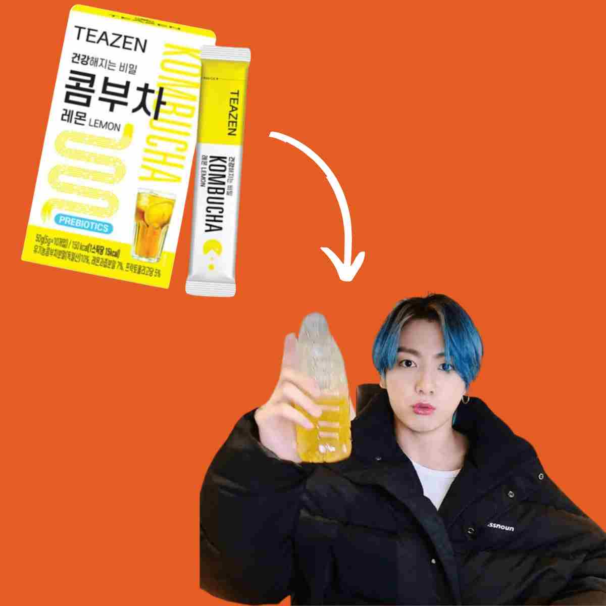 BTS jungkook drinking teazen kombucha powder