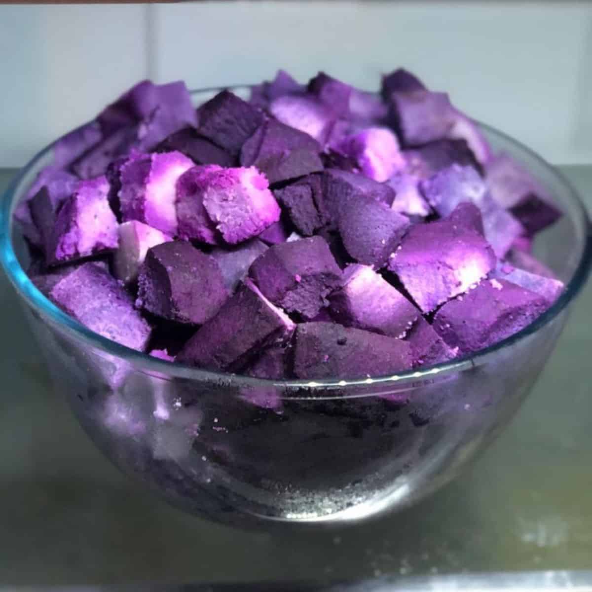 fresh purple potato chunks
