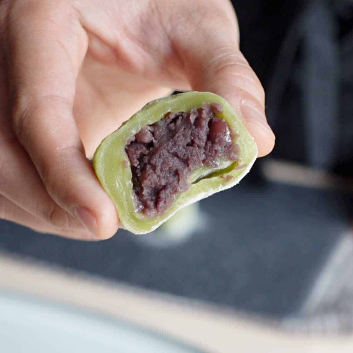 Green mochi with Red Bean Filling