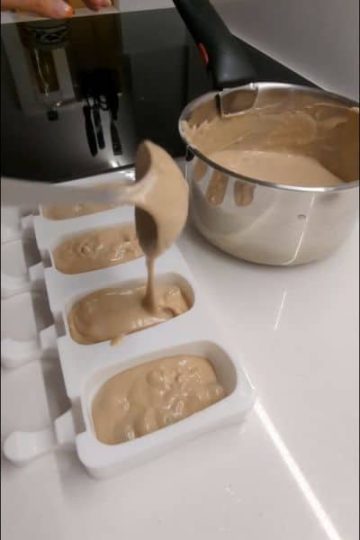 Pour into ice cream moulds and freeze overnight