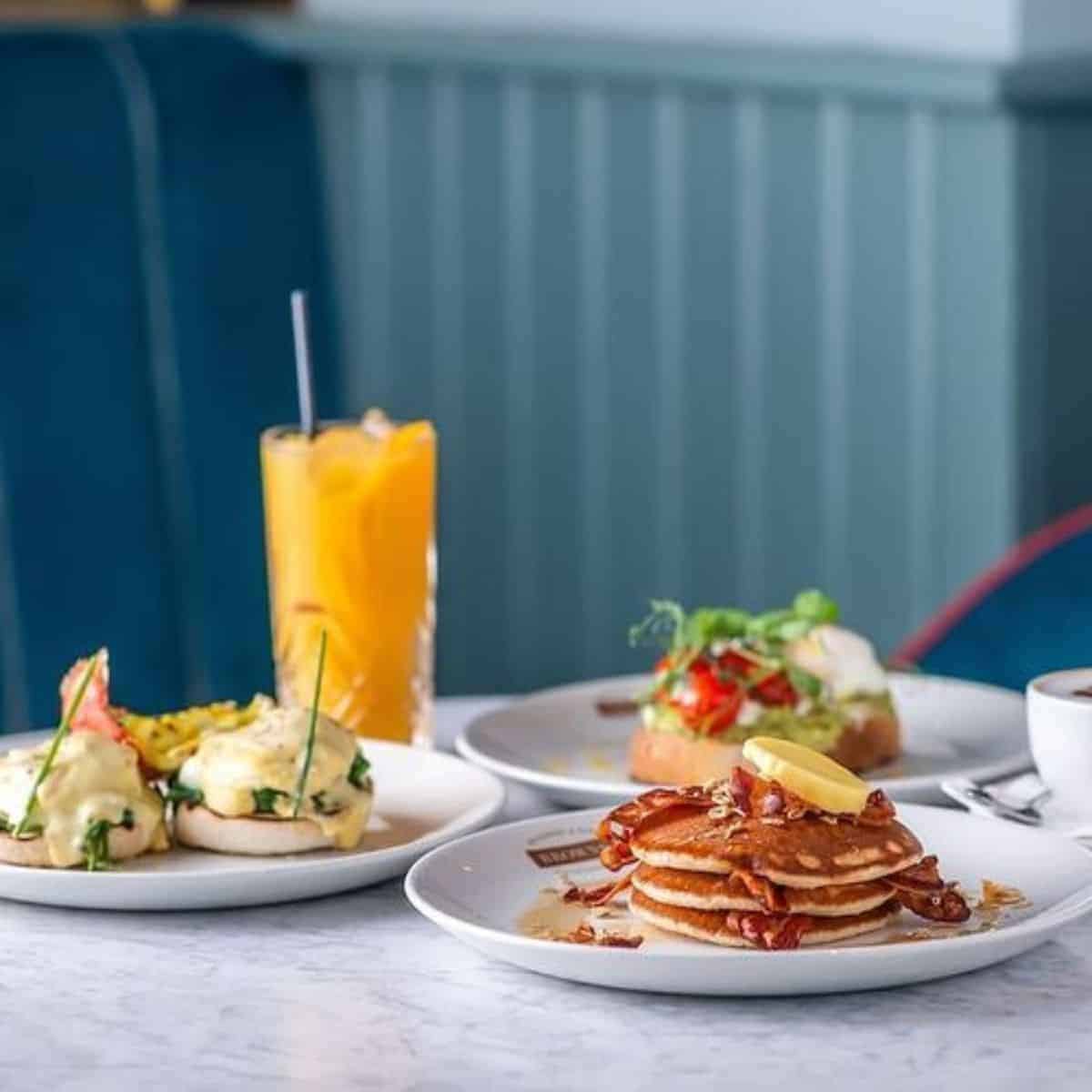 pancake stack and open faced sandwiches Browns Brighton bottomless brunch