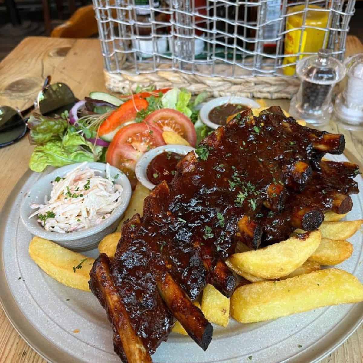 classic ribs with chips and sides Camelford Arms