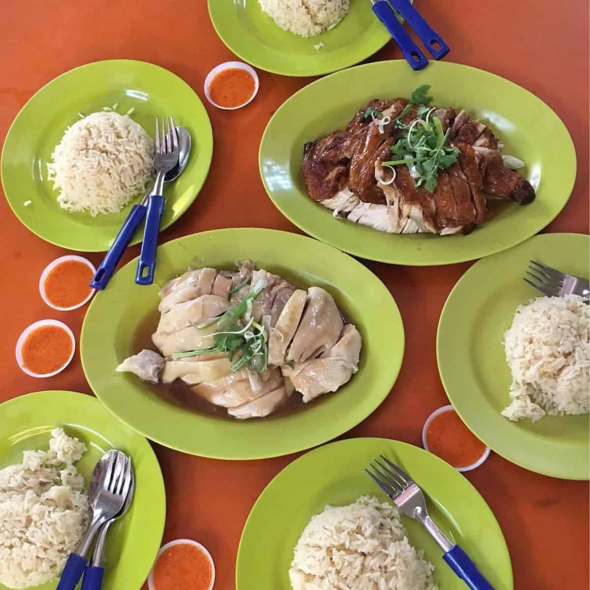 famous and juicy Hainanese chicken from Tian Tian Hainanese Chicken Rice Singapore hawker centre