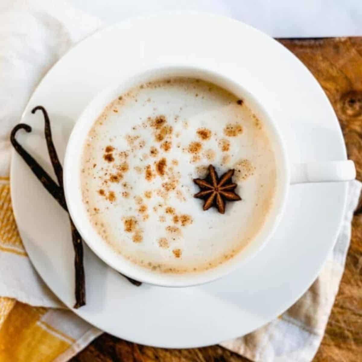 vanilla chai latte with star anise and cinnamon