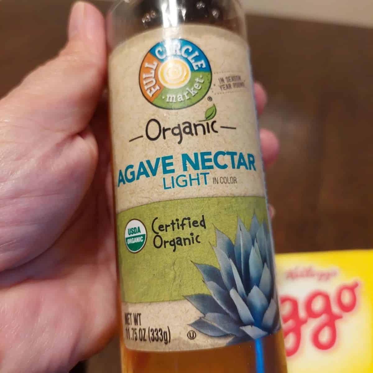 A healthy bottle of Agave nectar used as a natural sweetener.