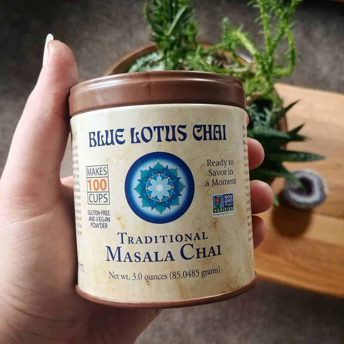 Masala Chai from a can of Blue Lotus Chai