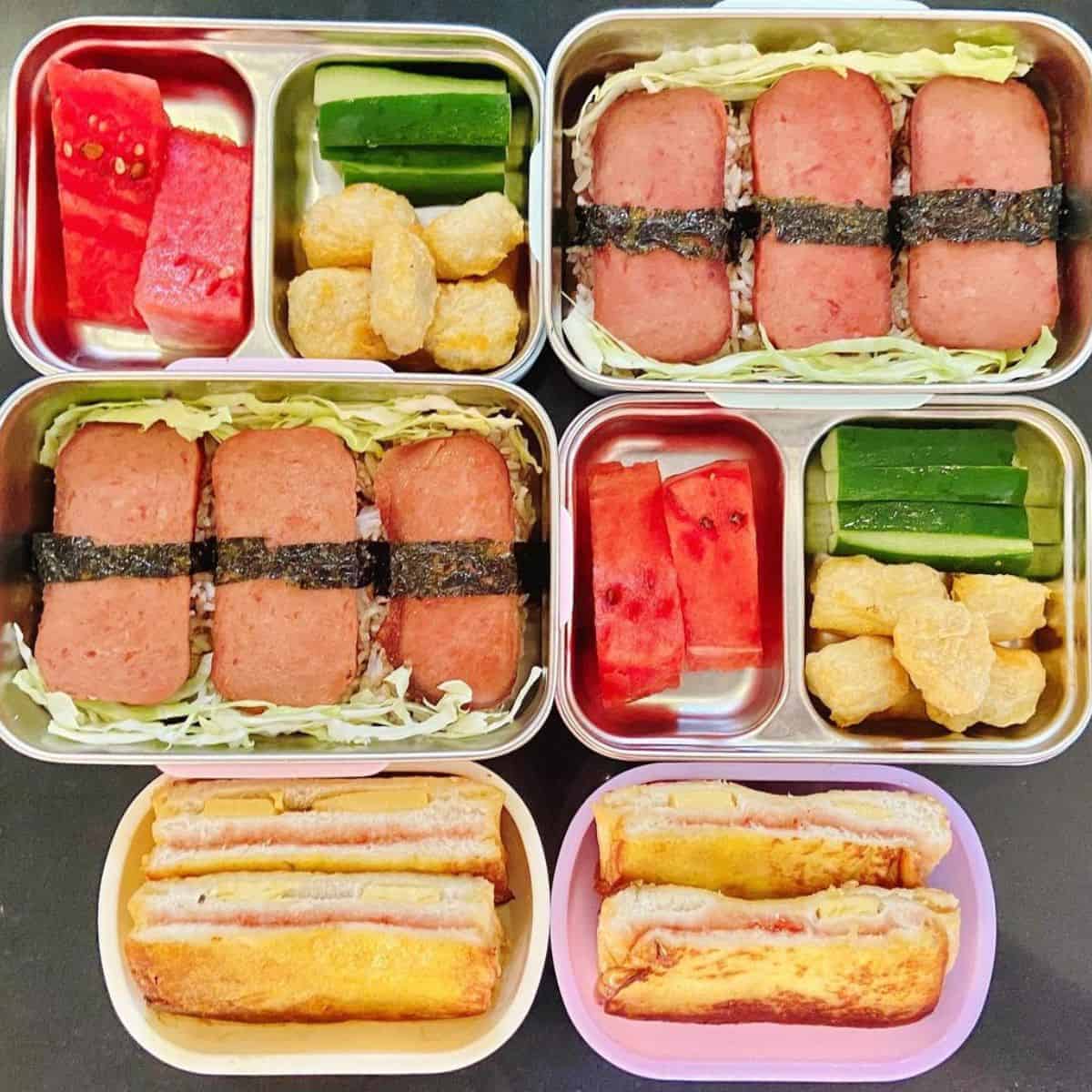 Appetising colourful food stored in sealed containers