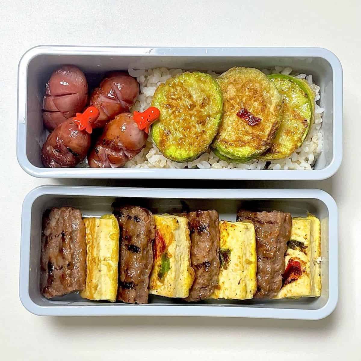 Rectangular containers with delicious food