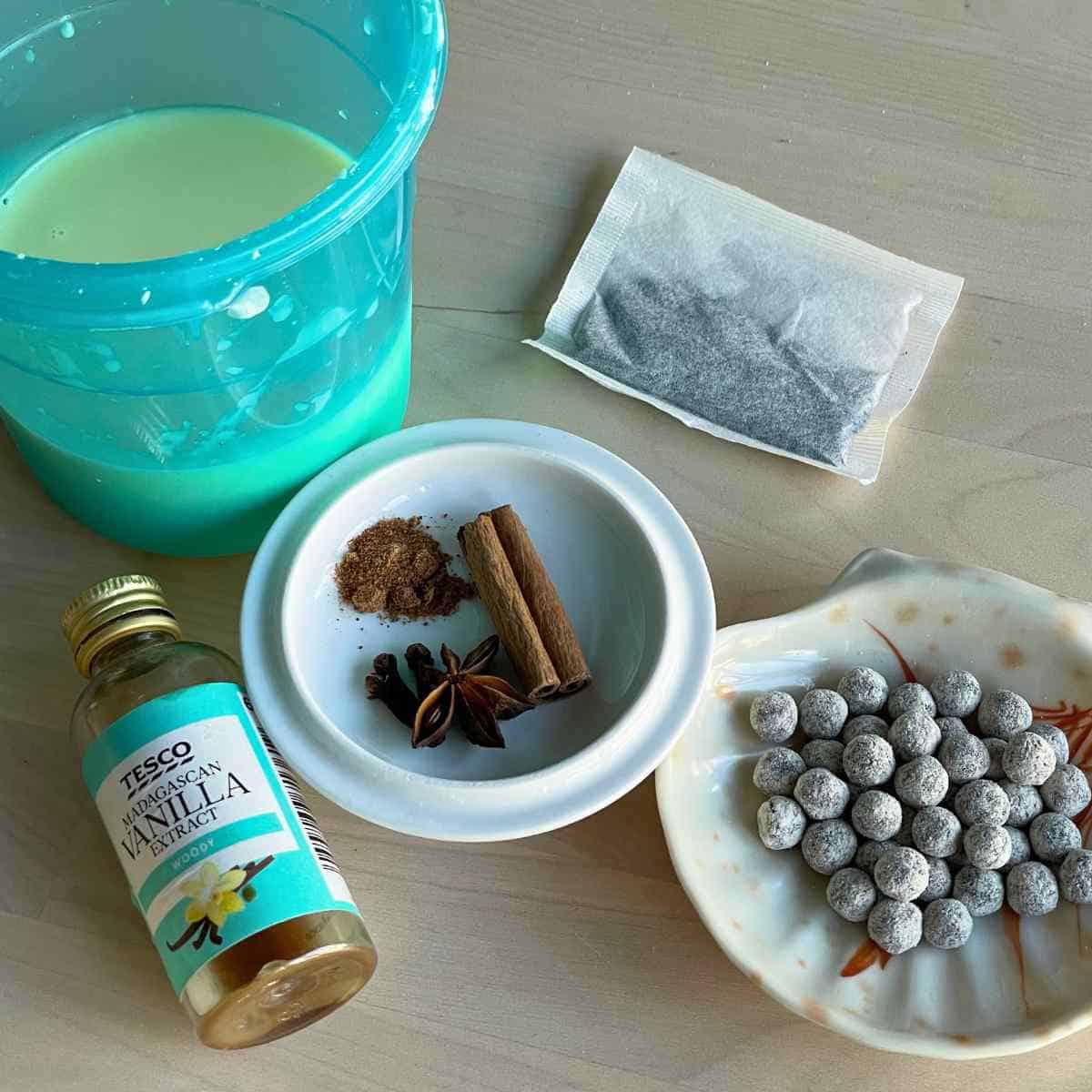 Spiced assam milk tea boba ingredients