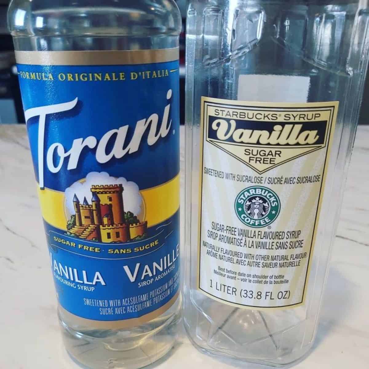 Sugar free vanilla syrup from Torani and Starbucks
