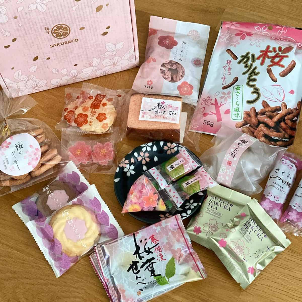 Different Sakuraco snack items laid on the table