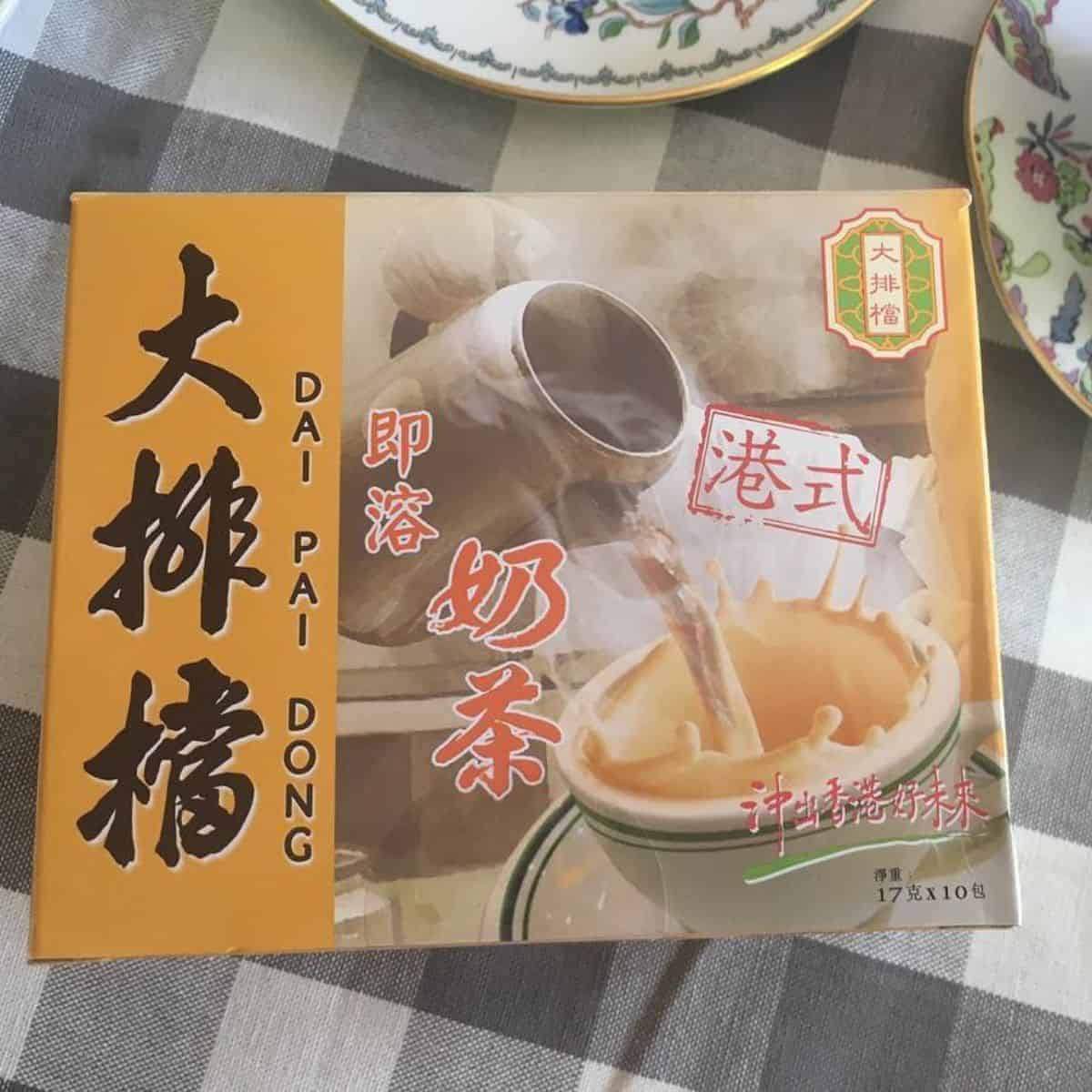 Dai Pai Dong milk tea powder box on the table