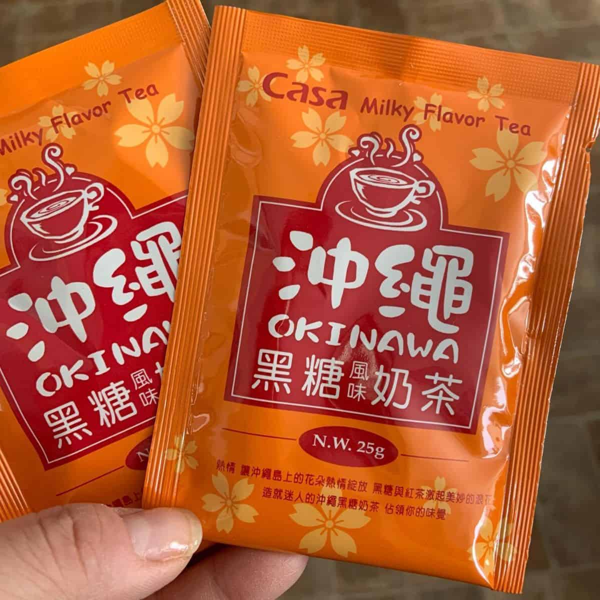 Okinawa flavoured drink from Casa in orange packaging