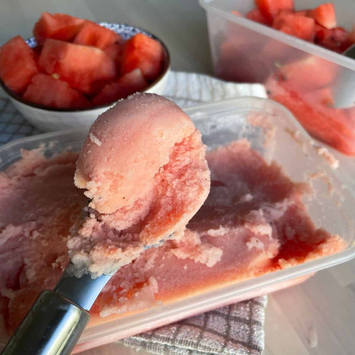 Creamy watermelon ice cream