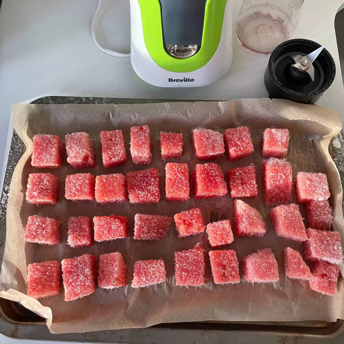 Frozen watermelon to make ice cream