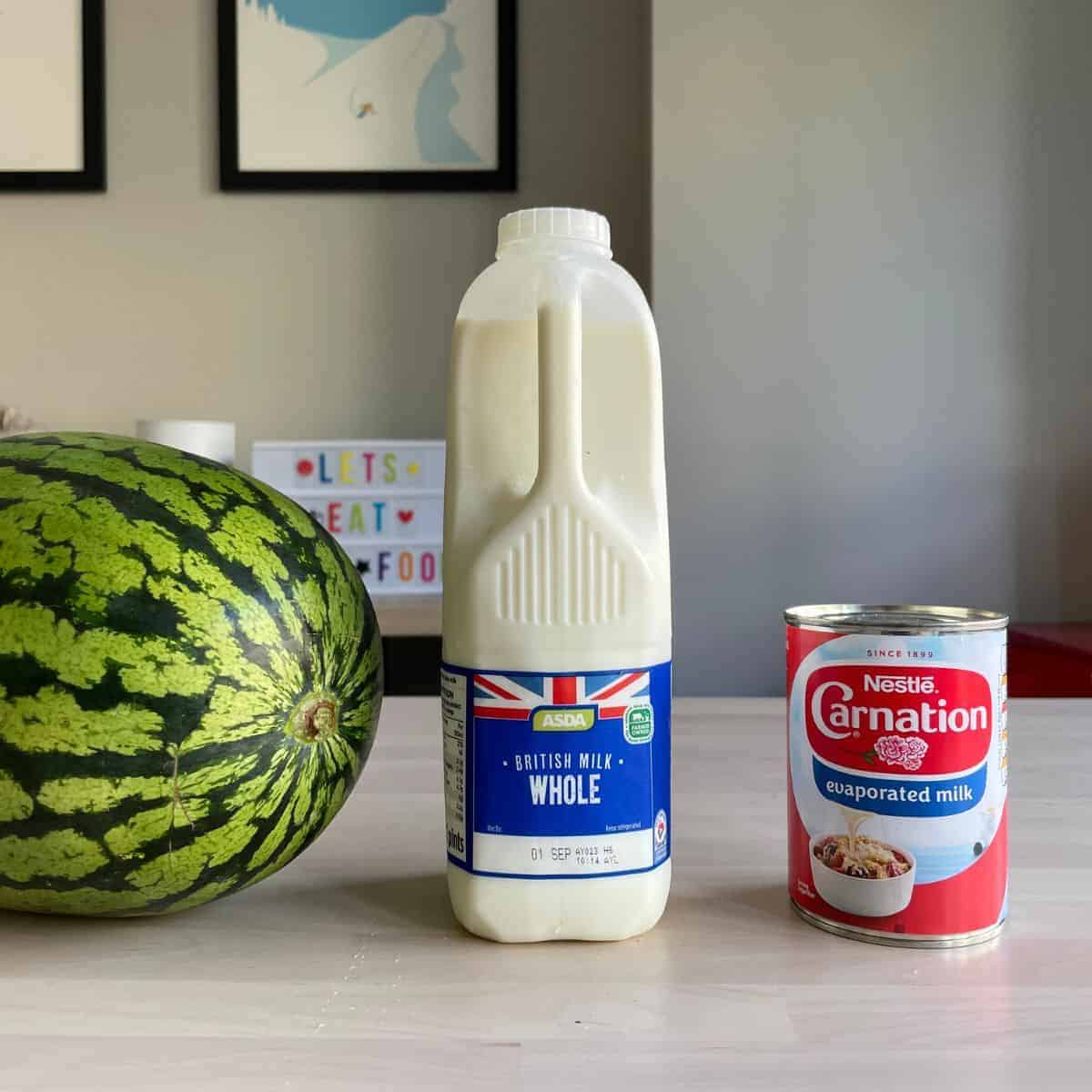 Ingredients watermelon milk sweetener