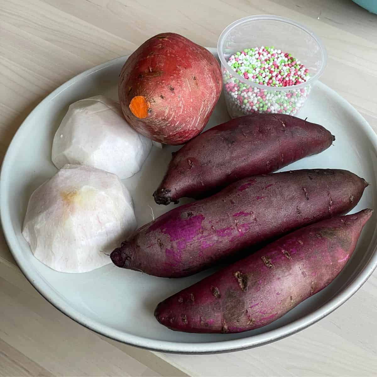 three types of tubers and sago