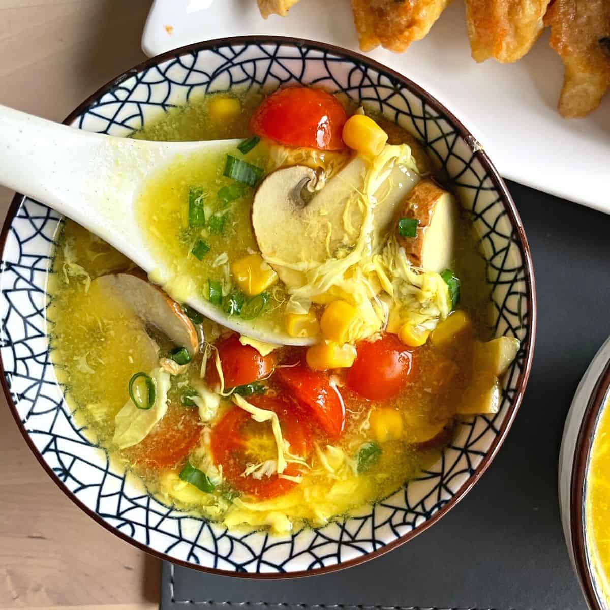 Chinese egg drop soup with corn